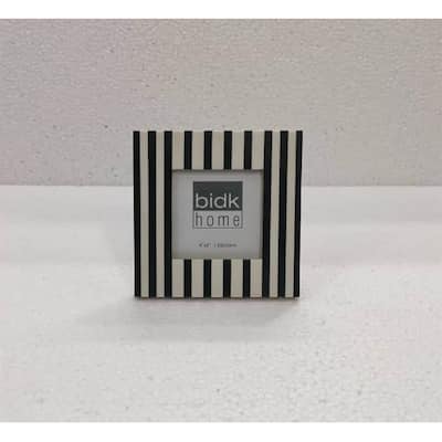Striped Picture Frame - for 4" x 4" Photo - Black and White - 4-inchx4-inch