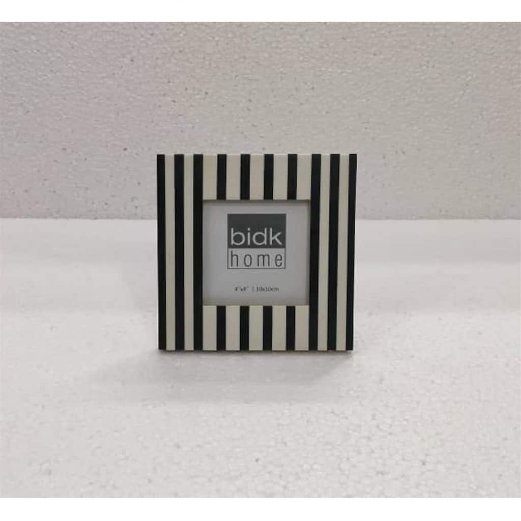 Striped Picture Frame - for 4" x 4" Photo - Black and White - 4-inchx4-inch