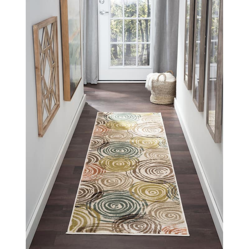 Decora Modern & Contemporary Floral Indoor Area Rug - 2'3'' x 7'7'' Runner - Ivory
