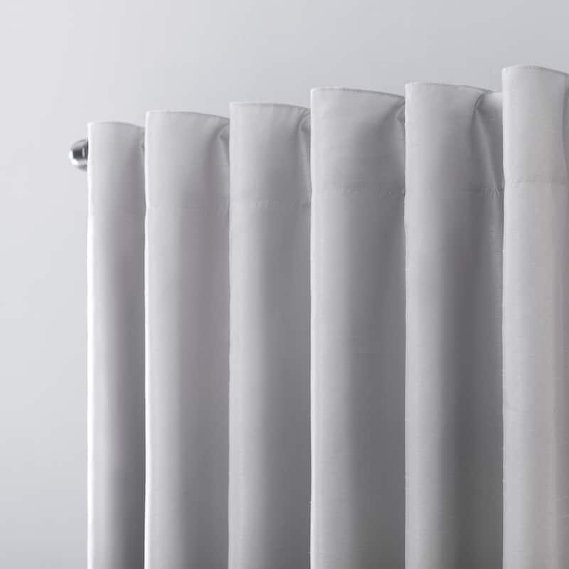 Sun Zero Evelina Faux Dupioni Silk Thermal Extreme Total Blackout Back Tab Curtain Panel, Single Panel