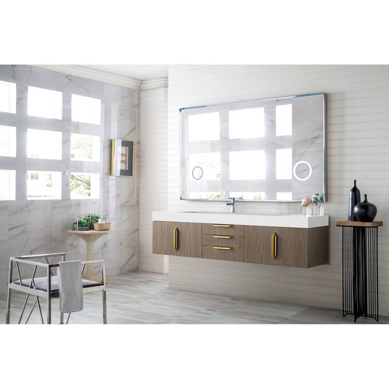 James Martin Vanities Mercer Island 72" Single Vanity, Ash Gray with Radiant Gold Hardware