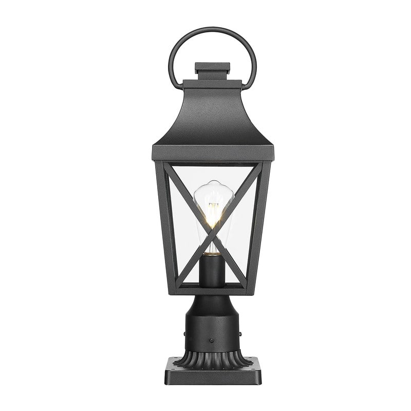 Garden & Yard Post Light - 20.3" Outdoor Lamp Fixture with Pier Mount Base, Textured Black, for Entrances & Walkways (1 Pack)