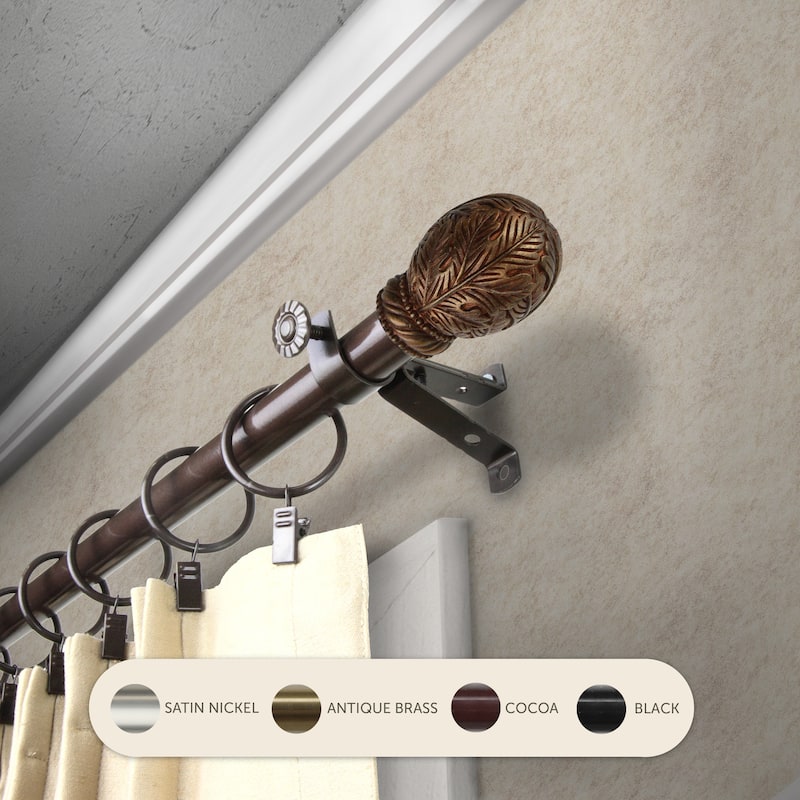 InStyleDesign Laurel Adjustable Curtain Rod - 28 to 48 inches - Cocoa