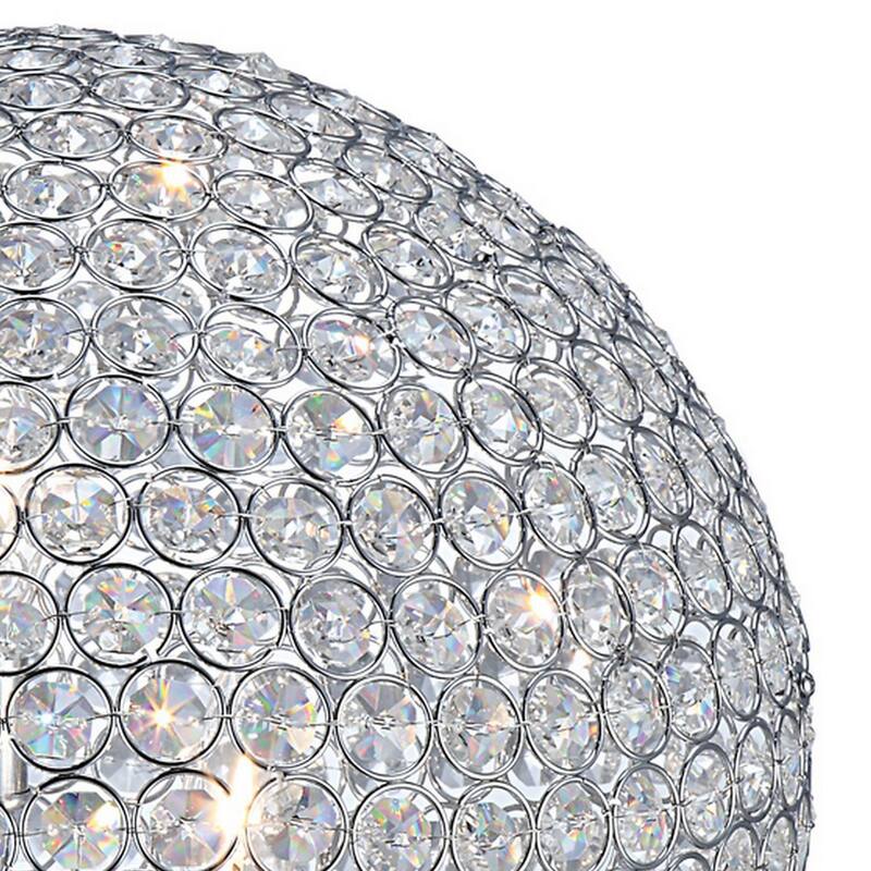 Hazel 17 Inch Table Lamp, Crystal, LED Globe Shade, Metal, Clear Finish