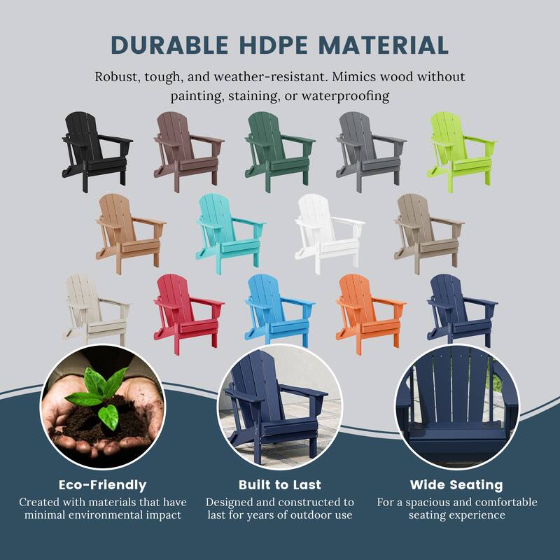 Laguna Hdpe All Weather Outdoor Patio Foldable Adirondack Chairs (Set Of 8)