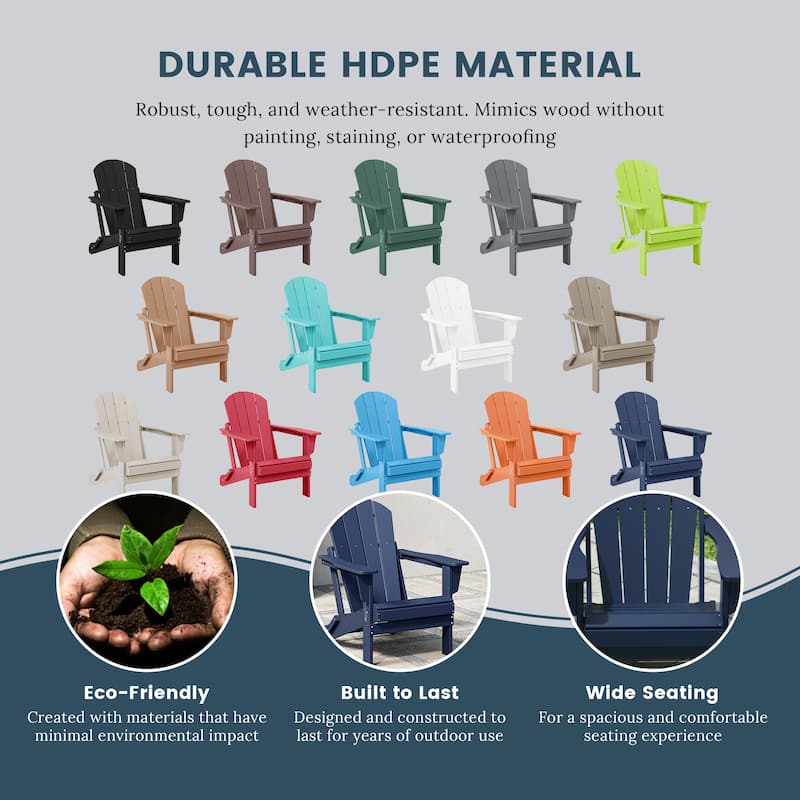 Polytrends Laguna Weather Resistant Outdoor Patio Folding Adirondack Chairs (Set of 2)