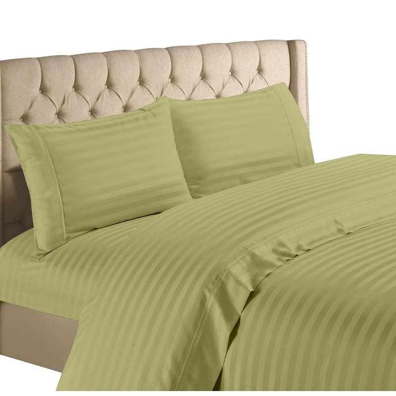 Spring Home 1200 Thread Count 100 Percent Egyptian Cotton Deep Pocket Dobby Striped Sheet Set