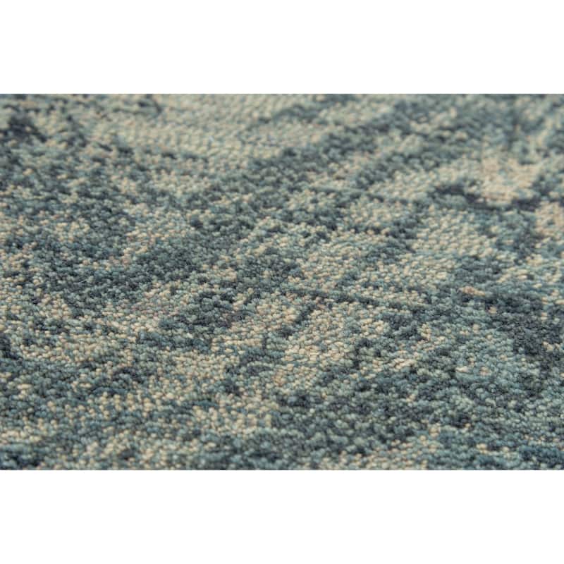 Alora Decor Intrepid Blue, Grey, and Ivory Abstract Wool Rug