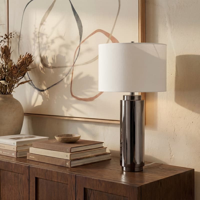 SAFAVIEH Couture Lighting Niculina 30-inch Metal Pillar Table Lamp - 15 In W x 15 In D x 30 In H - 15Wx15Dx30H
