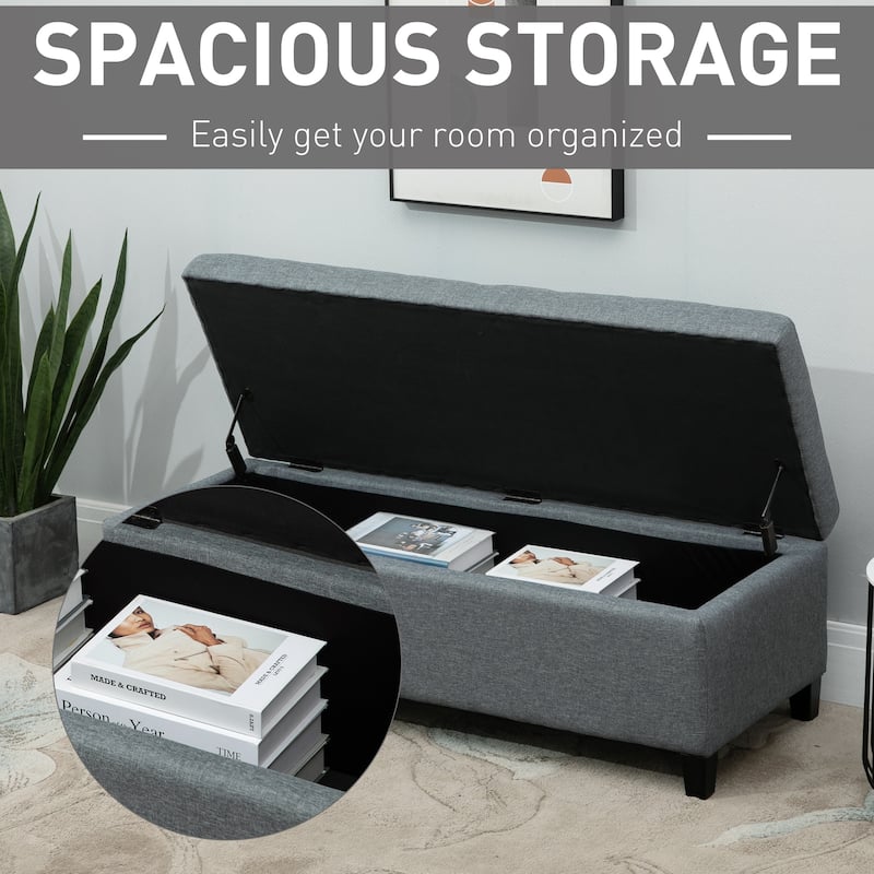 Porch & Den Holmden 51-inch Fabric Tufted Storage Ottoman Bench