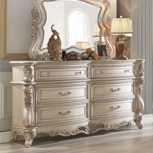ACME Gorsedd Dresser, Marble and Gold Ivory - Bed Bath & Beyond - 25767746