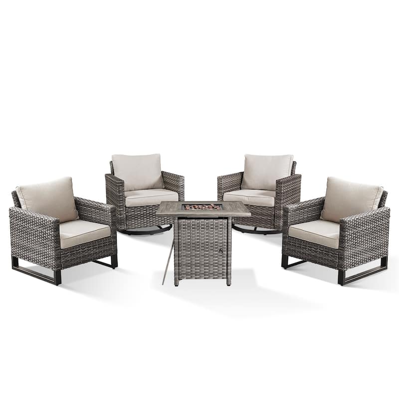 Outdoor Pocassy Glider Chairs Patio Chairs with Fire Table