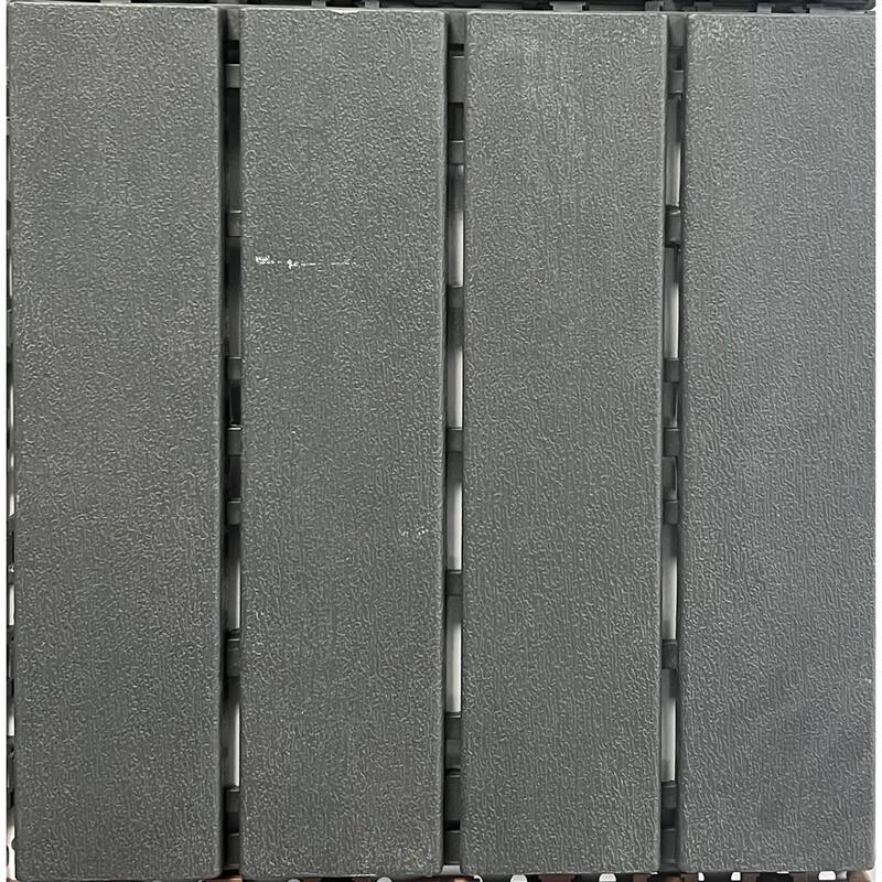 Plastic interlocking decking tiles, 44 packs of terrace decking tiles, 12 inches x 12 inches waterproof, dark gray - Grey
