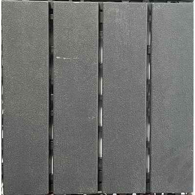 Plastic interlocking decking tiles, 44 packs of terrace decking tiles, 12 inches x 12 inches waterproof, dark gray
