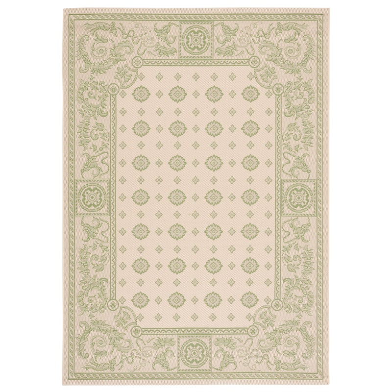 SAFAVIEH Courtyard Steve Indoor/ Outdoor Waterproof Patio Backyard Rug - 4' x 5'7" - Natural/Olive
