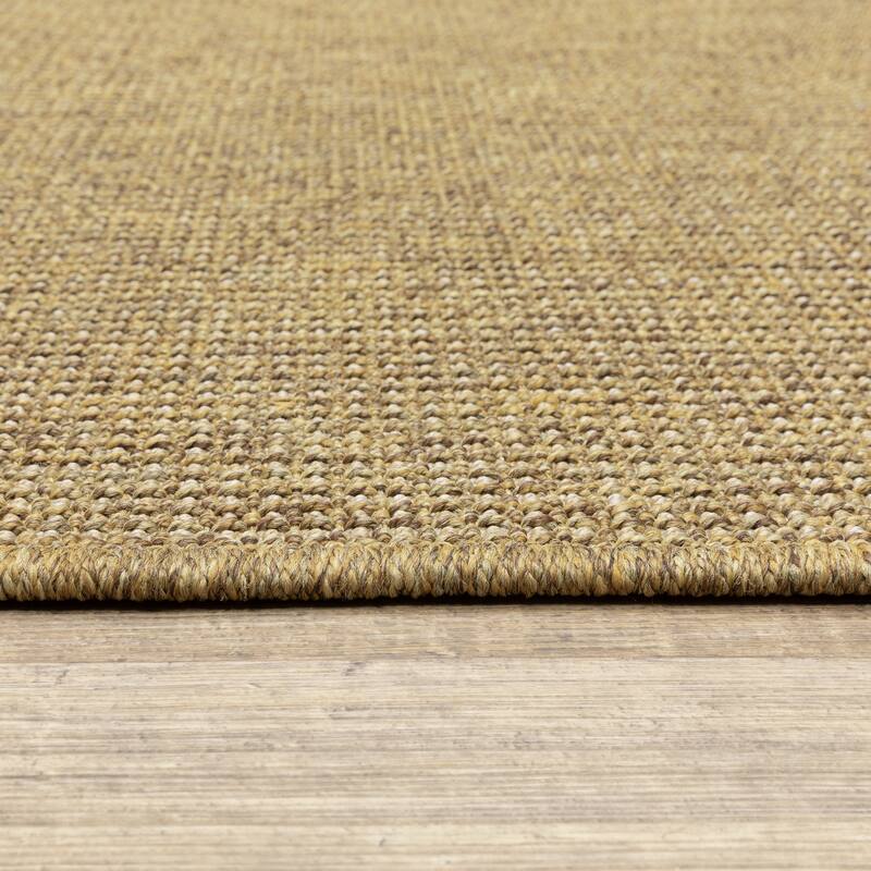 Style Haven Veranda Solid Tan Indoor-Outdoor Area Rug