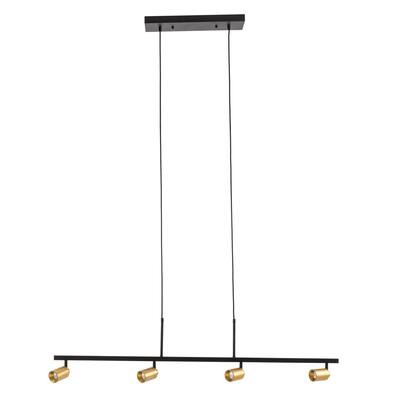 VidaLite Hanging Adjustable LED Fixed Track Pendant Light, 7w, 3000K, 4 Bulb Spot Light, Black and Gold, 1960 Lumens