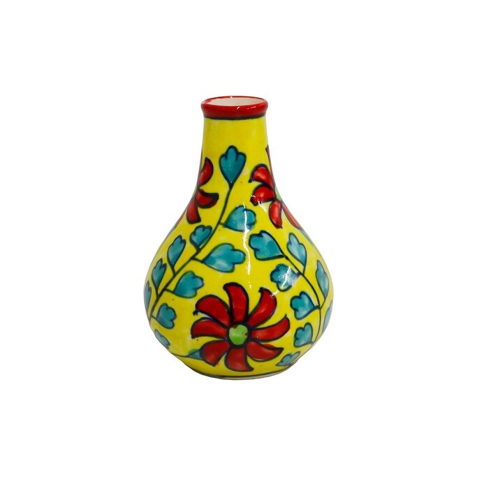 Home&Manor Small Ceramic Flower Holder Multicolor