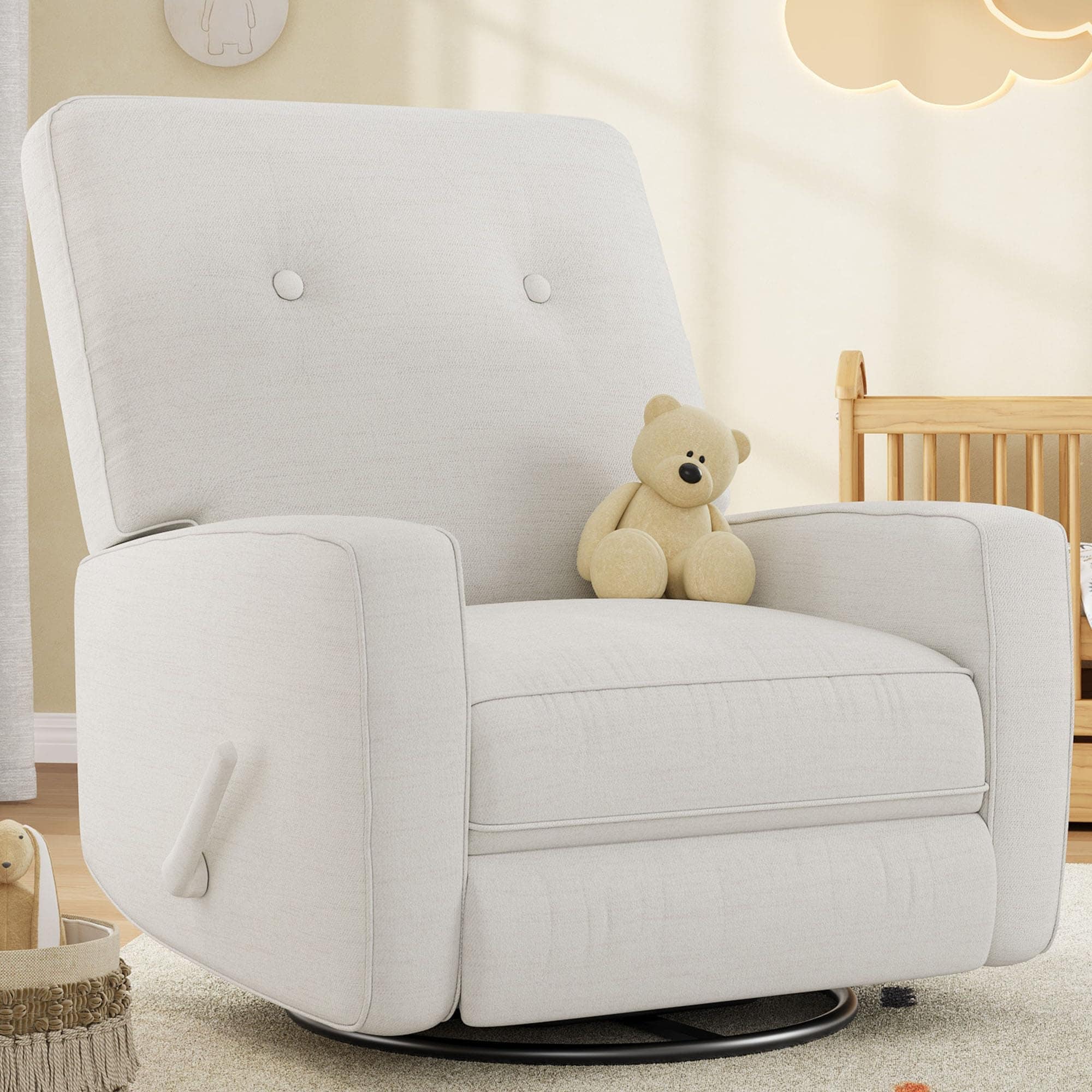360° Swivel Rocker Recliner, Corduroy Mamual Recliner Chair for Nursery, Living Room, Bedroom & Small Spaces
