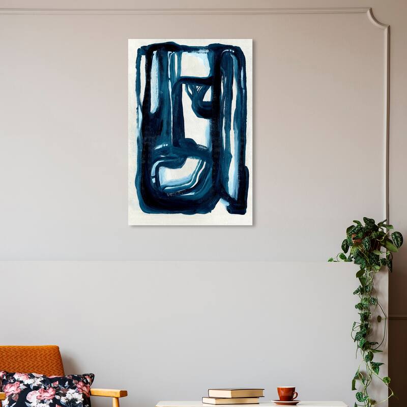 Wynwood Studio Canvas Abstract One Neutral Blue White and Modern & Contemporary Wall Art Canvas Print - 30 x 20