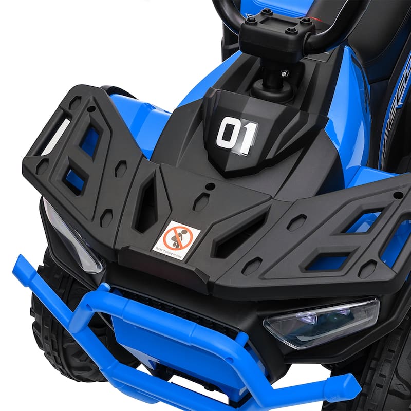 Qaba 12V Kids ATV, 4 Wheeler Quad, 3.7Mph Battery Powered Ride on Car with 4 Suspension Wheels, Storage Basket, LED Lights