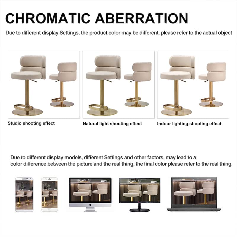 PU Modern Bar Stool Dining Chair Counter Chair with Swivel and Height Adjustment