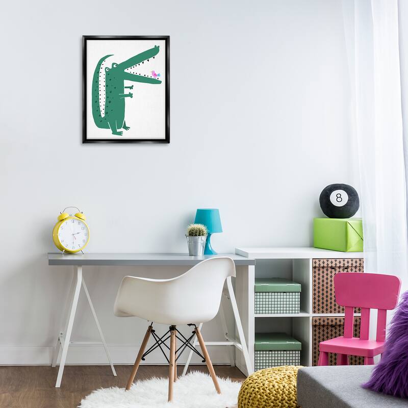 Stupell Alligator & Bird Friends Framed Floater Canvas Wall Art Design By Carla Daly