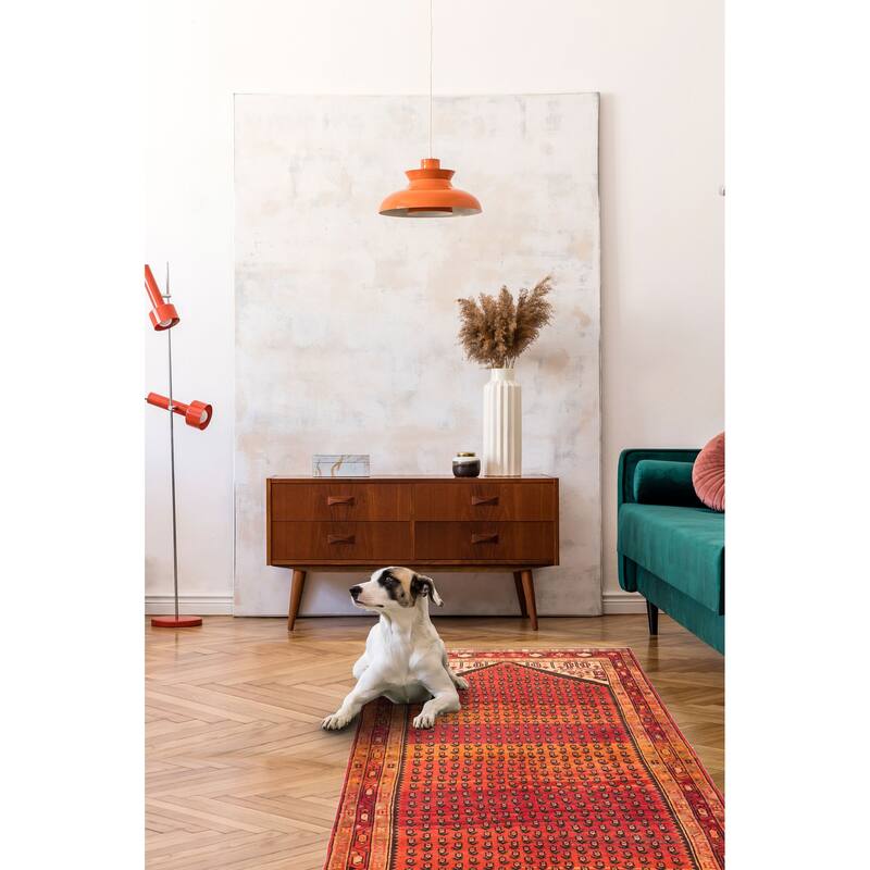 ECARPETGALLERY Hand-knotted Andelz Red Wool Rug - 4'5 x 9'11