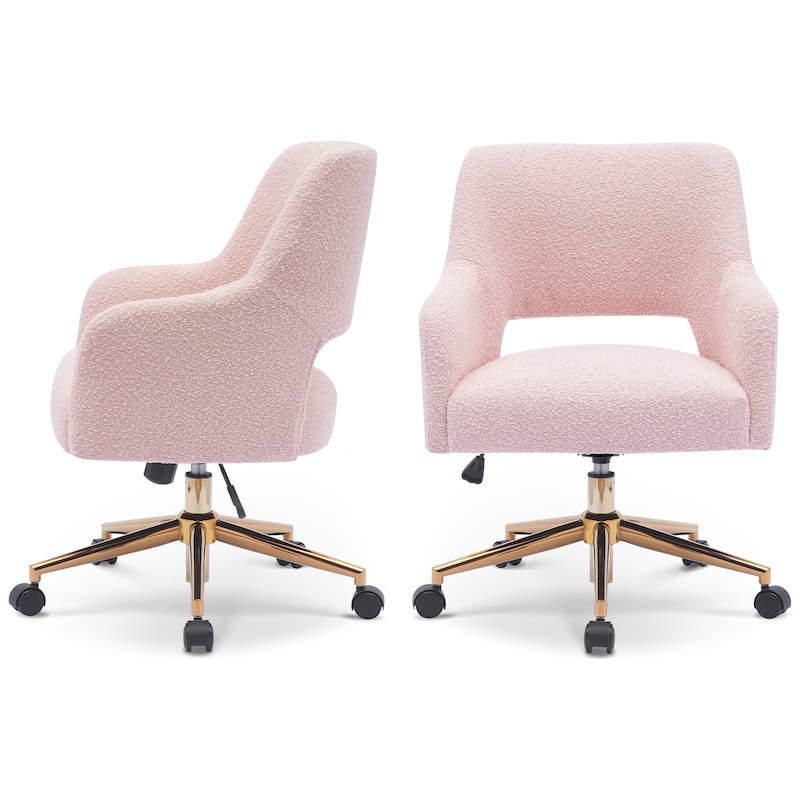 Boucle Upholstered Office/ Desk Chair - Swivel/ Adjustable Height (Set of 2)