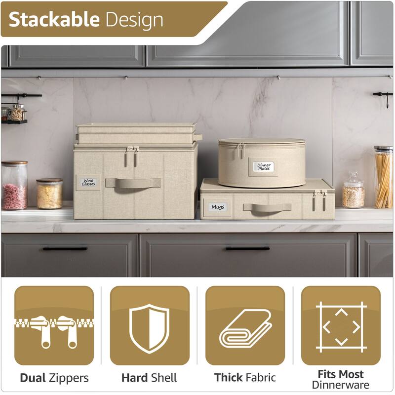 8-Piece China Dinnerware Storage Set - Grey