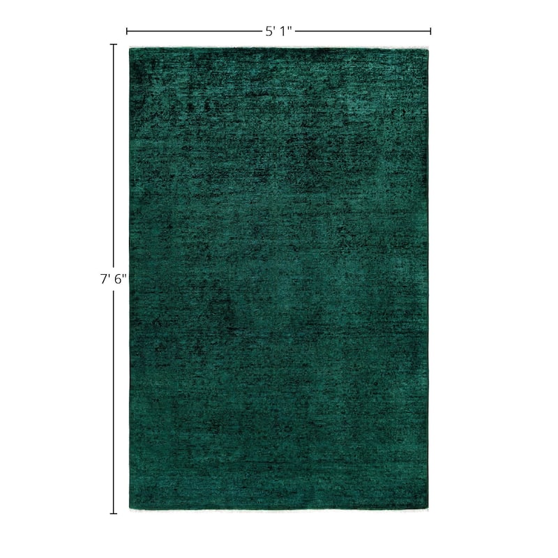 Overdyed One-of-a-Kind Hand-Knotted Area Rug - Green - 5' 1" x 7' 6"