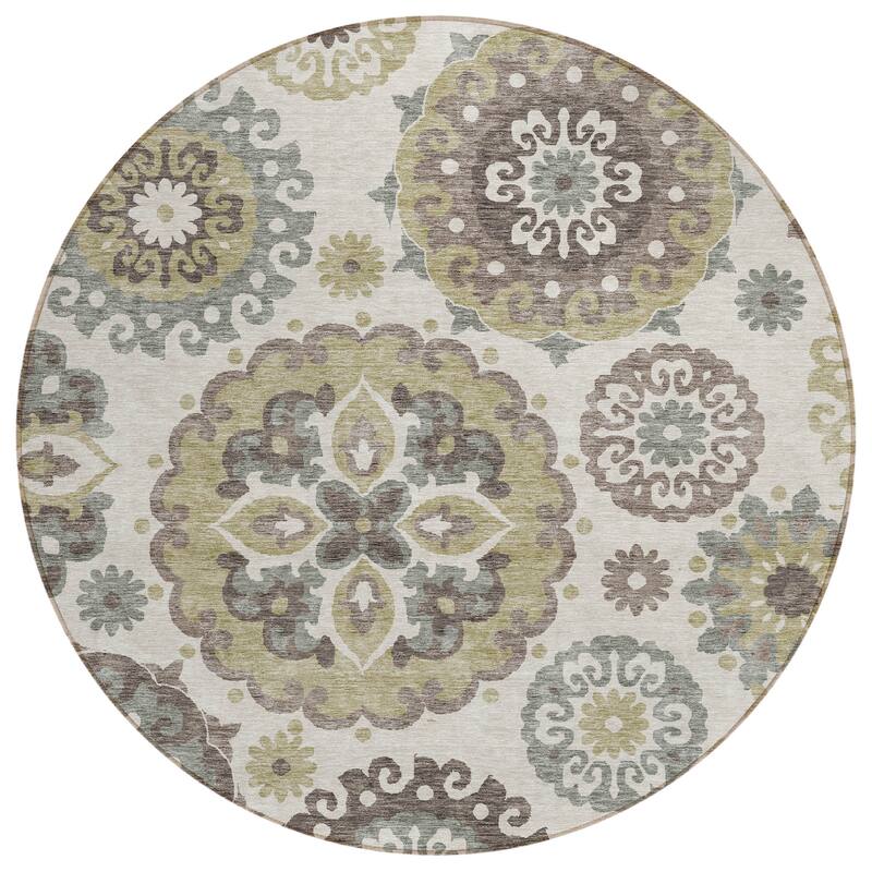 Machine Washable Indoor/ Outdoor Chantille Casual Medallion Rug
