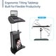 preview thumbnail 6 of 17, Techni Mobili Adjustable Sit-to-Stand Rolling Laptop Cart with Tilt Top and Storage