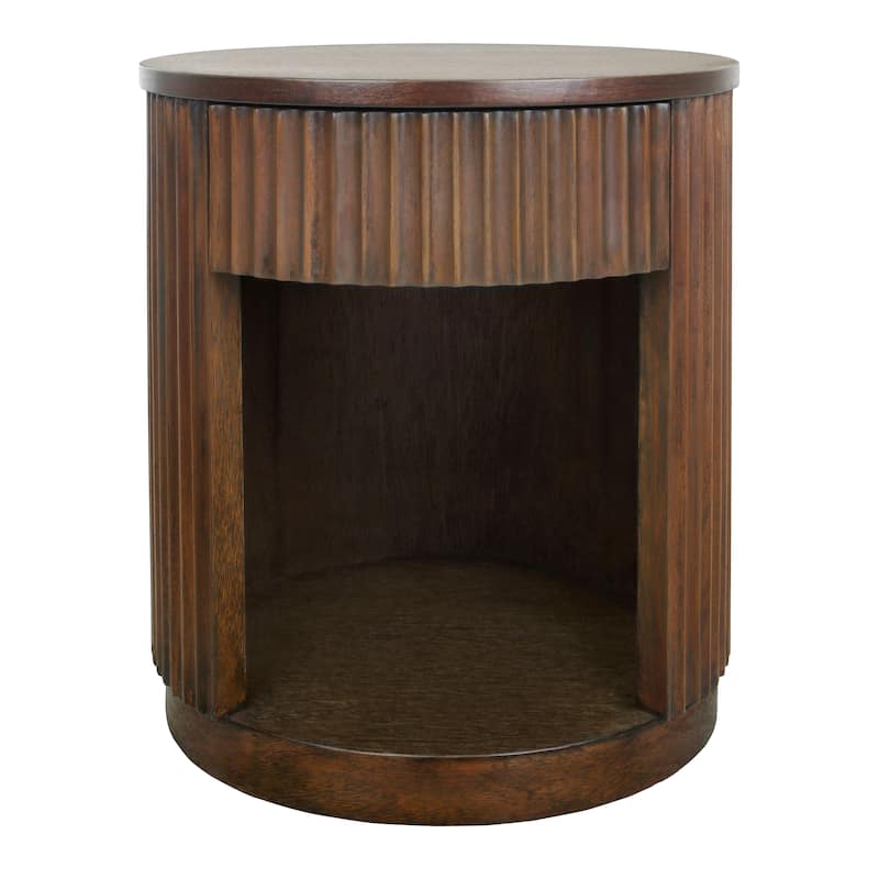 NPD Furniture Truro Fluted Nightstand with 1 Drawer and Open Shelf