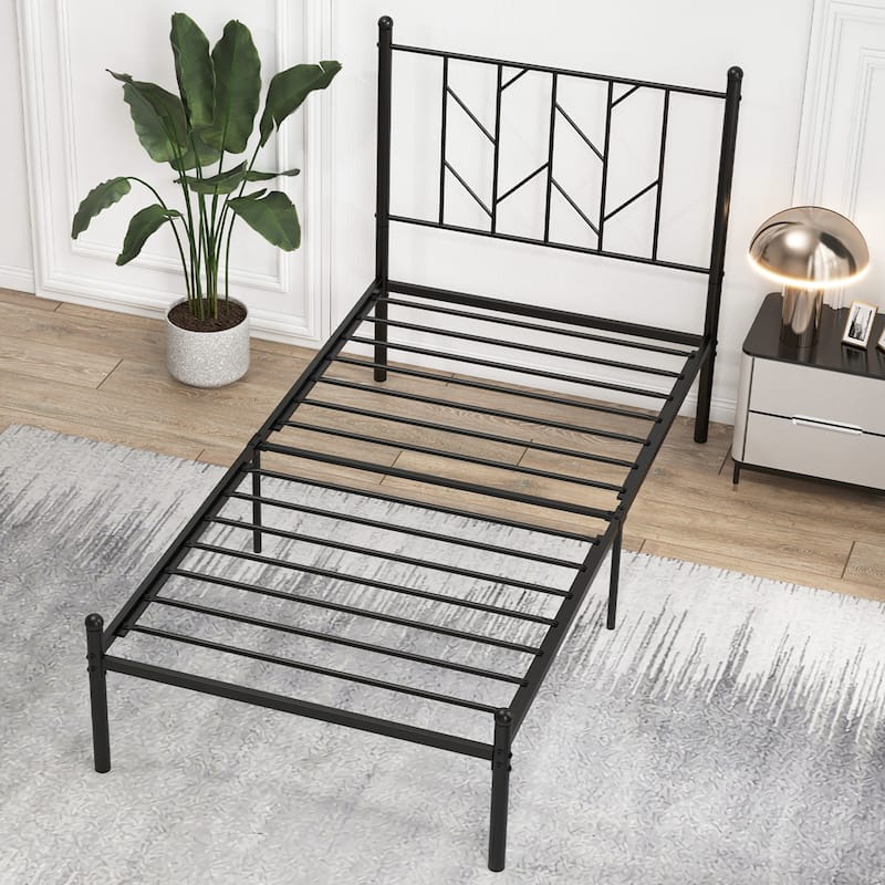 Costway Full/Qween/Twin Size Metal Platform Bed Frame Vintage
