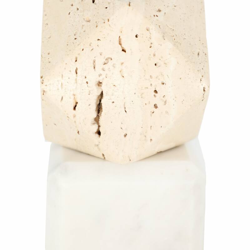 Decorative Marble Bookends with Hexagon Orb - Set of 2, 6"