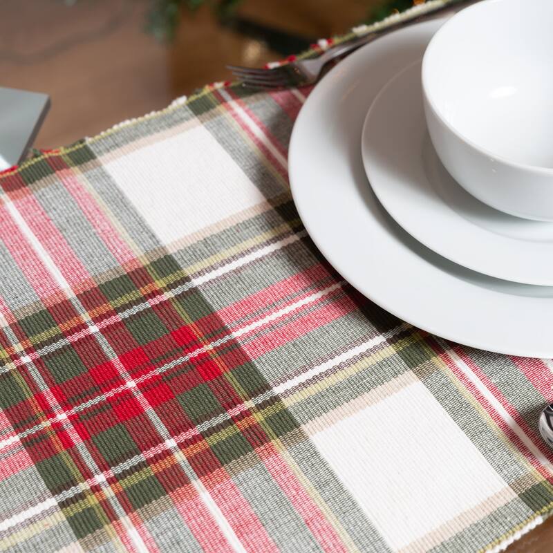 Fabstyles Celebration Plaid Cotton Table Runner Machine Washable - 13x72