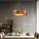 preview thumbnail 3 of 23, Artisan Antique Bronze Metal Drum Chandelier Light - Antique bronze
