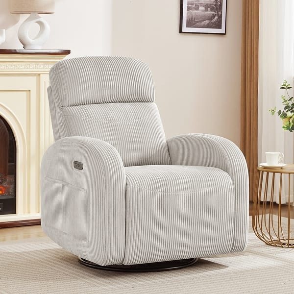 slide 2 of 59, Power Swivel Rocker Glider Nursery Recliner with USB Port Camel - Corduroy