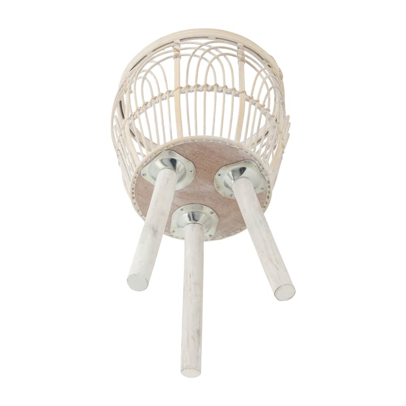 Sagebrook Home Neutral Boho Wicker Planter Stand Set, Versatile Indoor Garden Decor