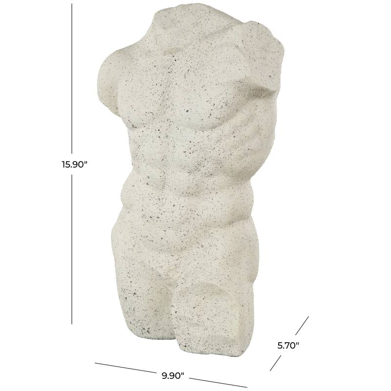 Polystone People Textured Sculpture with Black Speckles - White - Roche River Decor
