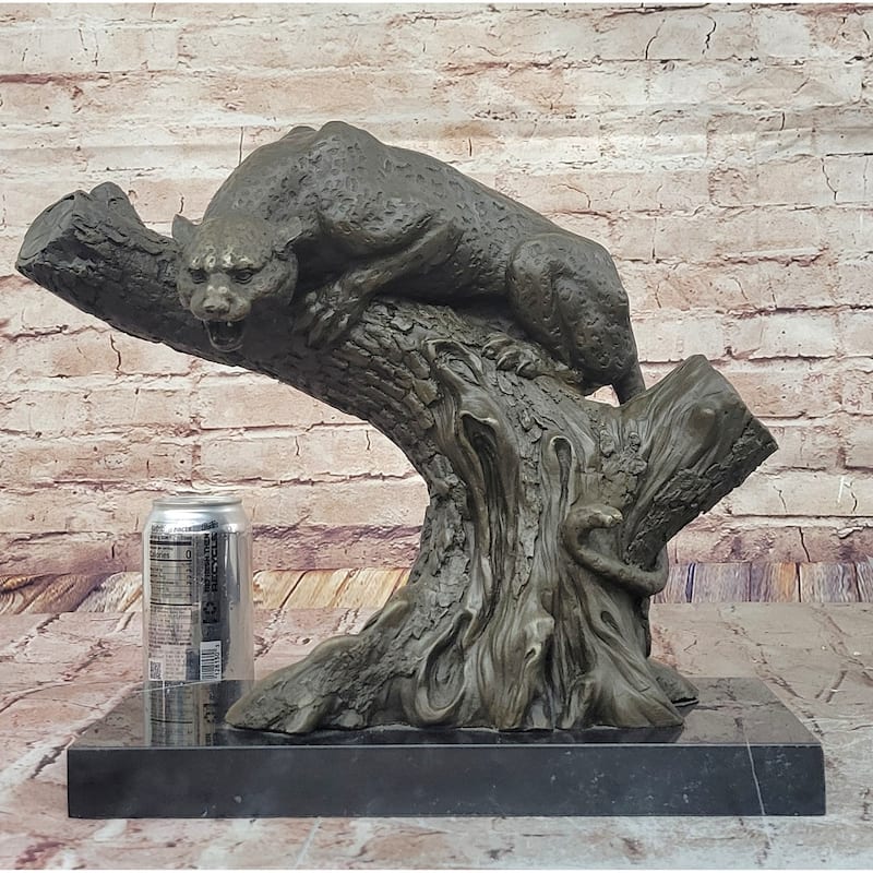 Imitative Leopard Or Jaguar On Tree – Striking Bronze Wildlife Sculpture By Milo
