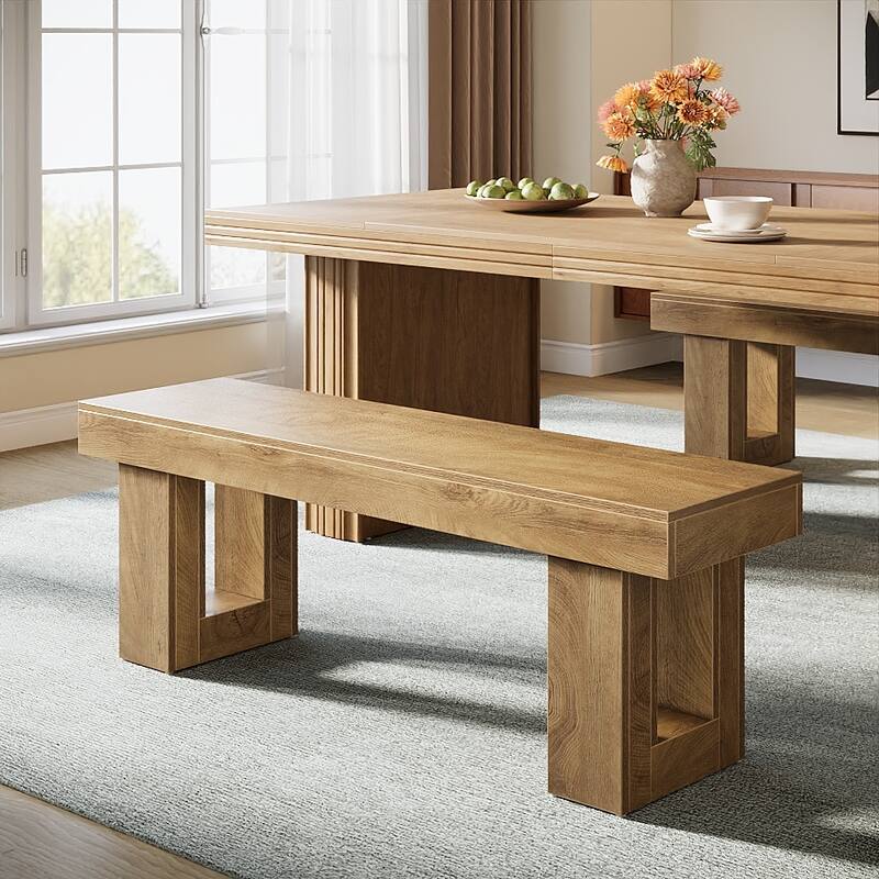 Wooden Entryway Bench, 47" Farmhouse Indoor Dining Table Bench
