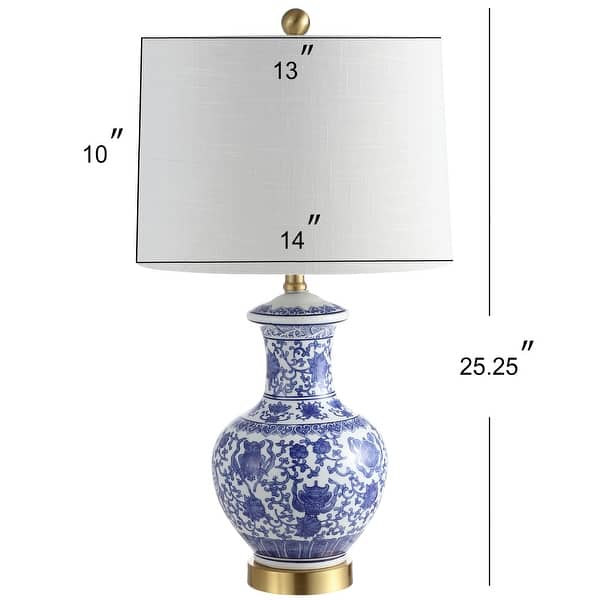 Gemma 25.25" Ceramic/Metal LED Table Lamp, Blue/White (Set of 2) by JONATHAN Y