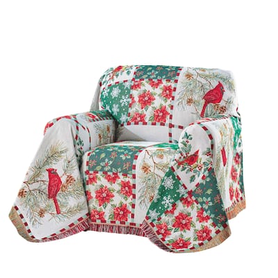 Holly Jolly Cardinal Patchwork Tapestry Furniture Cover