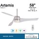 preview thumbnail 27 of 37, Minka Aire Artemis 3 Blade 58 Inch Ceiling Fan With Light Kit