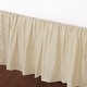 preview thumbnail 2 of 5, Cozy Line Golden Farmhouse Ticking Cotton Bed Skirt Cream Striped Ruffled Dust Ruffle, Tailored 16" Drop