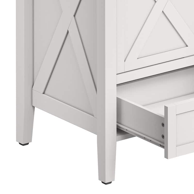 Moasis Farmhouse Bathroom Vanity Cabinet with Ceramic Sink Basin and Sliding-Door Cabinet & 3 Drawers