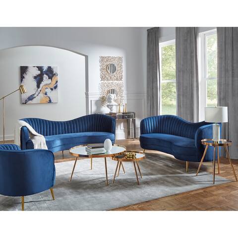 Marsden Blue Upholstered Vertical Channel Tufted Loveseat