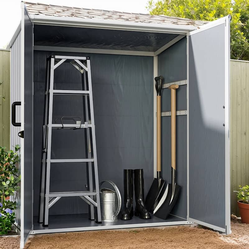 5 x 3FT Waterproof Resin Shed for Outdoor Storage, Lockable Doors - 5x3FT